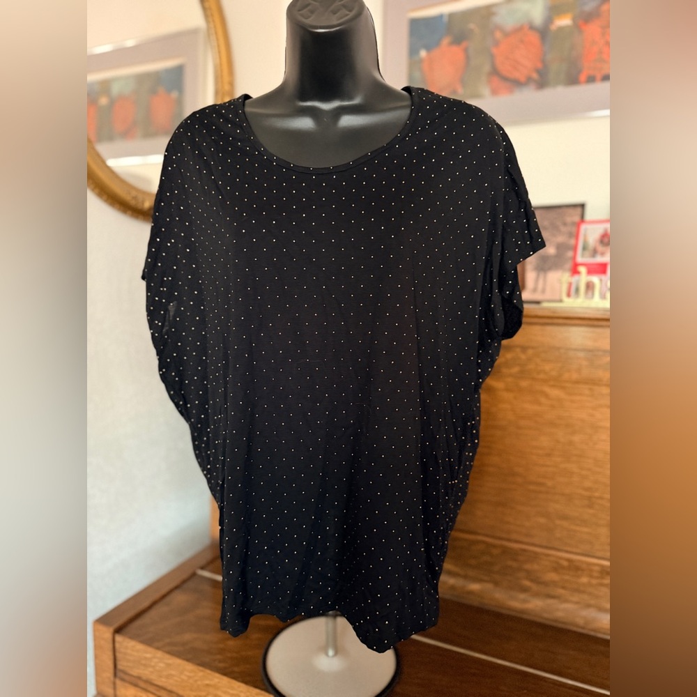 GAP Black Dot-Print Short-Sleeve Top
